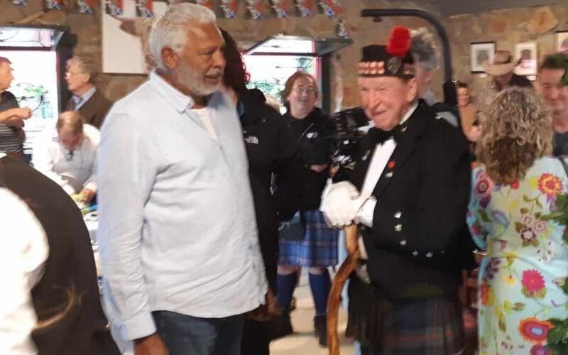 Flag Lowering Attracts TV Crew