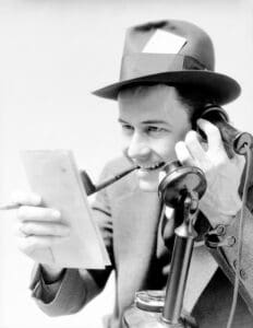 journalist using phone